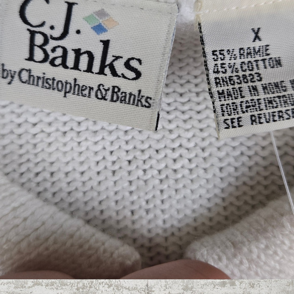Y2K Vintage Periwinkle White Stripe Full Zip Up CJ Banks Sweater Jacket Size 14W - Picture 7 of 8